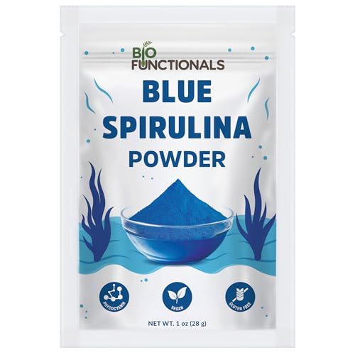 Biofunctionals Blue Spirulina Powder 1 oz Espirulina Natural Blue Food Coloring Phycocyanin Extract Vegan Superfood Perfect for Smoothie Baking Energy Bar