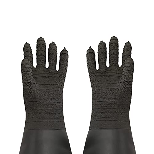 Heavy Duty Sandblasting Gloves 24.8" Rubber Gloves For Sandblaster Protective Safety Work Black Striped Gloves #TOP4