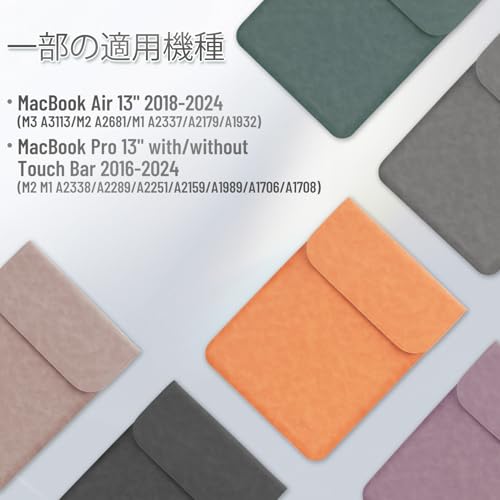 Allinside13インチ スリーブケース ノートパソコンケース MacBook Air 13 2018-2024 (A2337 M1 A1932 A2179)/ MacBook Pro 13 2016-2024 (A2338 M1 A2251 A2289 A2159 A1989 A1706 A1708) 合成革 薄型 PCインナーバッグ グレー