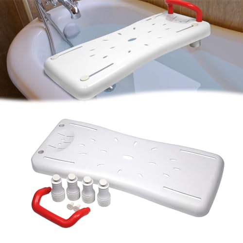 HENGMEI Bath Seat, Seniors, Bath Board, Bathtub, Entry Aid, Adjustable Plastic Seat Bath, Adults, Shower Board for Bathtub with Soap Tray and Handle, Red Handle