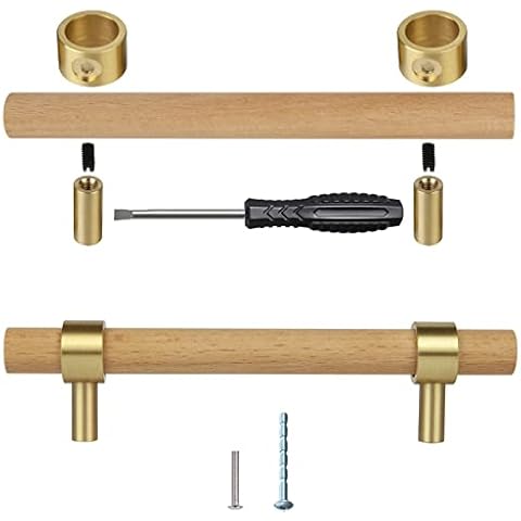 foxwake Küchenschrankgriffe aus natürlichem Holz, 5,12.7 cm, 4 Stück Cover