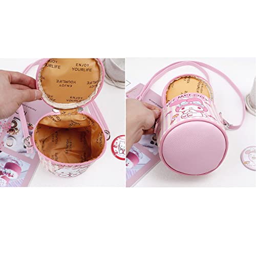 Meddy Cylindrical Crossbody Bag Wallet Purse Pouch With Rabbit Brooch Cartoon Travel Zipper Bag Kawaii Messenger Bag With Adjustable Strap And Flap For Girl Woman-Mdy #TOP4