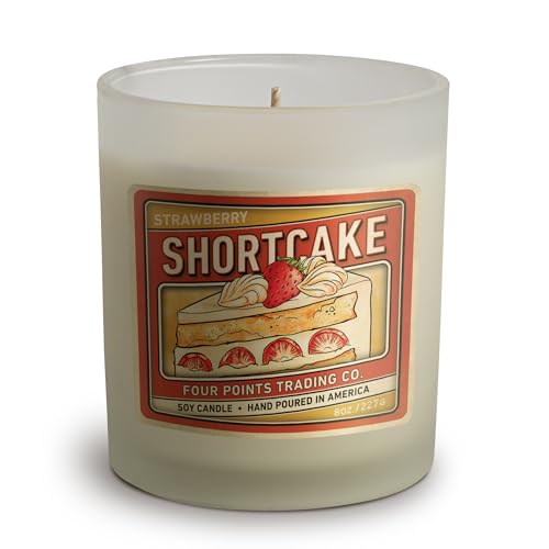 Four Points Trading Co. Strawberry Shortcake 8 Oz Scented Soy Aromatherapy Candle w/Jar
