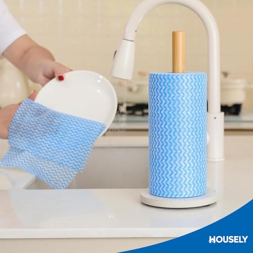 Image of HOUSELY Kitchen Towel Roll Pack of 1 Kitchen Tissue Roll for Cleaning Reusable Kitchen Towel Roll Soft and Highly Absorbent Kitchen Cleaning Cloth NonWoven Multipurpose (80 Pulls Per Roll, 80 Sheets)