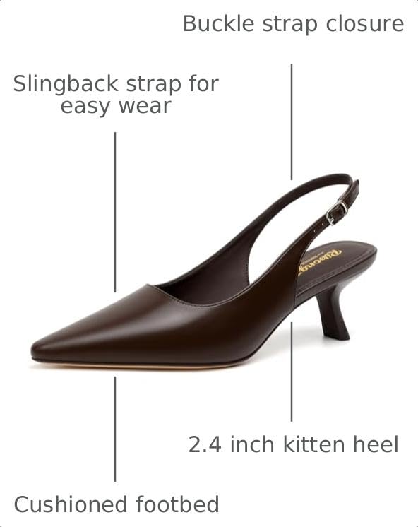 Image of RIBONGZ Sexy Slingback Pumps Elegant Dressy Heels for Women Closed Toe Pointy High Heels Wedding Bride Prom Party Evening Shoes