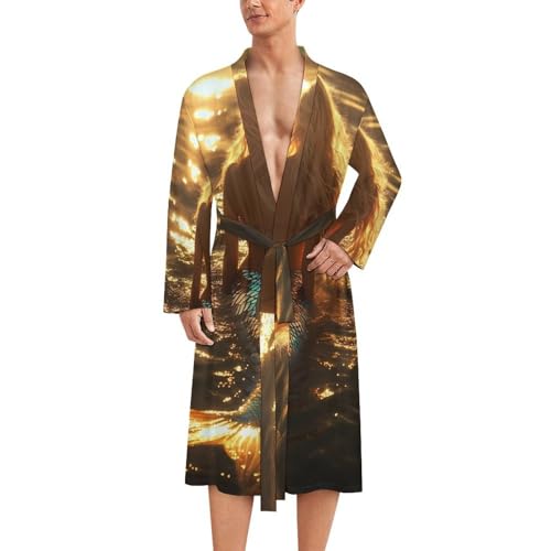 Albornoz de baño para hombre de manga larga y ropa de dormir ligera