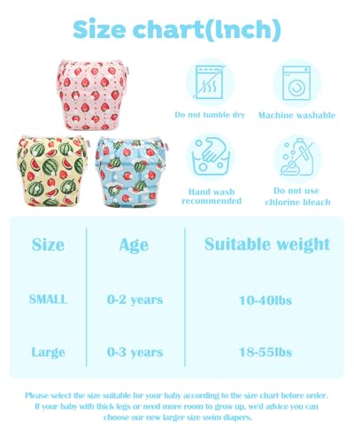 Image of ALVABABY Swim Diapers 3pcs Baby Toddler Snap One Size Reusable Adjustable Baby Boys' Swim Diapers for Swimming Lessons 3SWY76