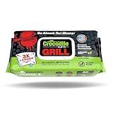 Crocodile Cloth Grill - 80 (15' x 10') Plant-based Cleaning Wipes. Safe on Skin & Multiple Surfaces. Infused with Aloe & Vitamin E. Large, Pre-Moistened & Absorbent.