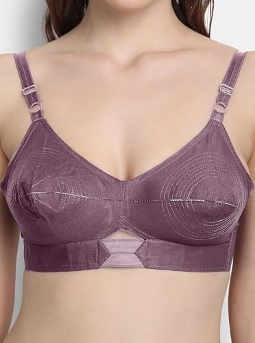 Image of VSTAR Queen U Black CLR Soft Cotton Bra for Women | Wirefree, Single Layered Seamed Cups | Adjustable Straps | Comfy Non Padded Bra 32 | Cool Grey