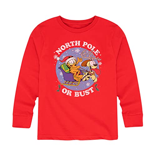 HYBRID APPAREL - Garfield - North Pole Or Bust - Toddler and Youth Long Sleeve Graphic T-Shirt