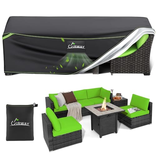 UIRWAY Patio Furniture Covers Waterproof, 84'L x 44'W x 28'H Outdoor Sectional Sofa Covers for Winter with Air Vent, 420D Heavy Duty Outdoor Coffee Table Chair Cover Rectangular with Reflective Strips