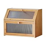RMNKTHC Panera de bambú de 2 Niveles – Recipiente para Pan con Puerta de...