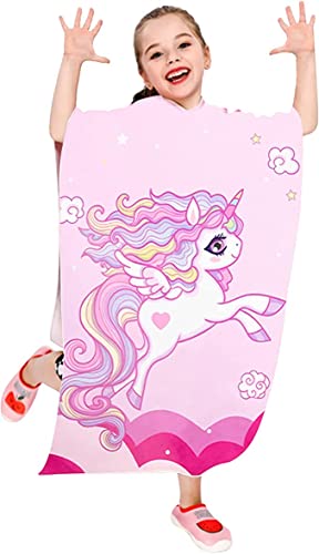 Exsivemy Toalla de Baño con Capucha de Niños, Toalla de Playa de Microfibra Secado rápido Poncho Toalla Ultra Suave, Poncho Playa Albornoz Cambiar con Capucha Toalla Túnica para Surf,Natación Cover
