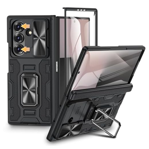 VEGO for Galaxy-Z-Fold-7-Case: Samsung Z Fold 7 Case with Slide Camera Cover & Screen Protector Built-in 360° Kickstand Full-Body Drop Protection Rugged Case for Samsung Galaxy Fold7 5G 2025 -Black