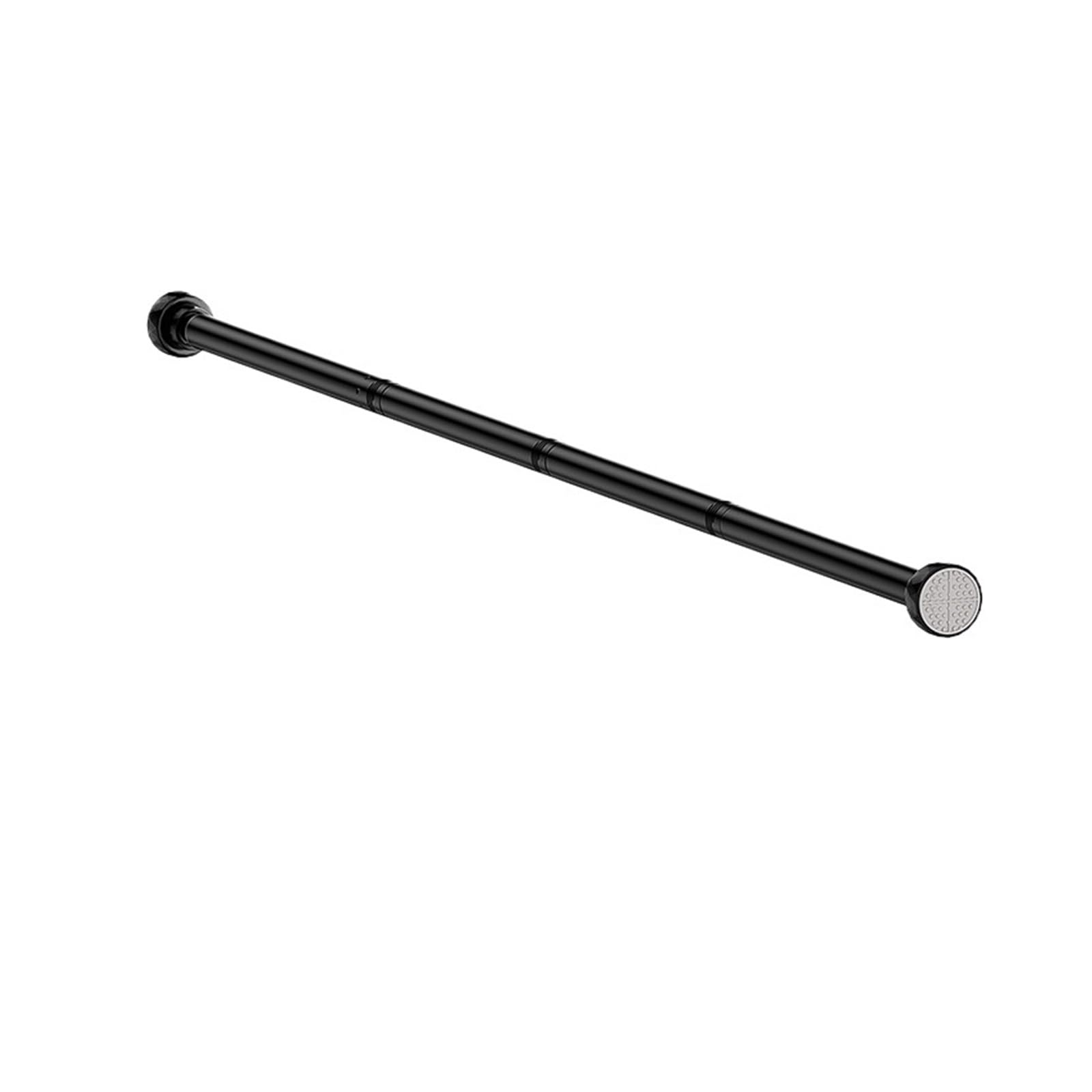Closet rod Drilling Shower Curtain Rod Spring Rotating Telescopic Wardrobe(Black130-160cm)