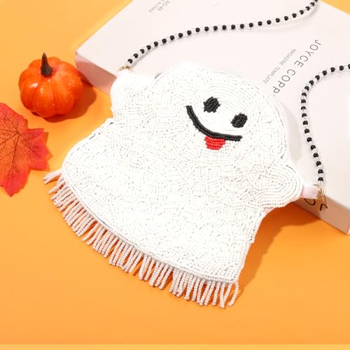 Halloween Purse Crossbody Bag for Women Beaded Ghost Pumpkin Purse Spooky Halloween Shoulder Bag Halloween Accessories Gifts2