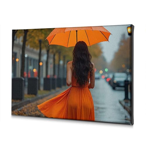 Toile décorative rustique pour salon élégant femme au parapluie 40x60