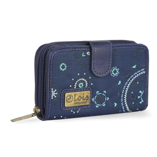 Lois   Carteras de Mujer   Monedero Grande con Cierre Central de Cremallera   Piel Sintetica   304414, Marino
