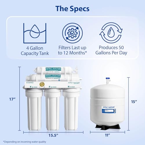 Image of APEC Water WQA Certified 5-Stage Under Sink Reverse Osmosis Water Filter System, Brushed Nickel, Certified Ultra Safe Drinking Water Filter System, Reduces 99.99% of Contaminants, DIY Install