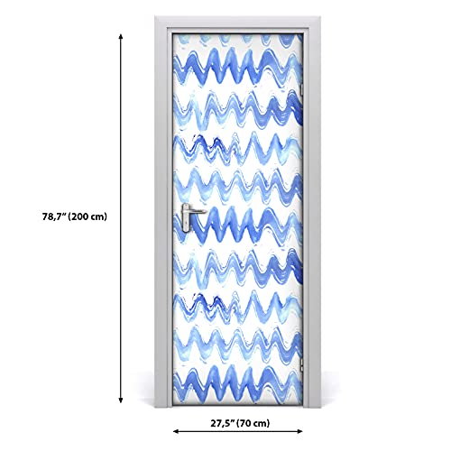 Autocollant de porte 70x200cm imperméable dans les vagues abstraites