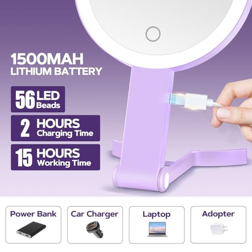 Espejo para maquillaje redondo con luz y aumento 30X miniatura 4