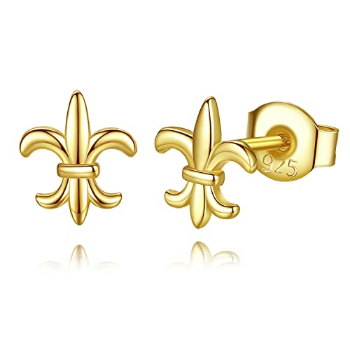 925 Sterling Silver Plain Fleur De Lis Earrings