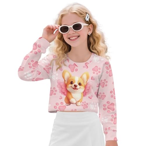 Sweatshirts for Girls Cropped Pullover Top Long Sleeve Crewneck Sweatshirt Tee Shirts Kids Teens Fall Clothes3