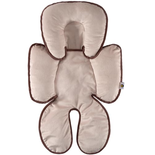 Image of Deppon Infant Car Seat Insert, Baby Carseat Head Body Support for Newborn Girls Boys, 2-in-1 Reversible Extra Soft Baby Car Seat Cushion for Carseats, Strollers, Bouncer Swing, Camel