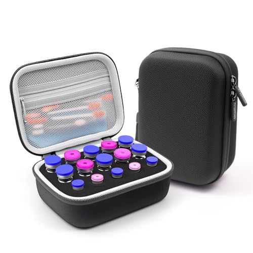 Krypthos 15 Slots Insulin Vial Protector Case Insulin Vial Organizer Bag for Diabetics Standard 1ml 3ml 5ml and 10ml Vials Insulin Carrying Case Fridge Holder Storage Holder No Ice Pack
