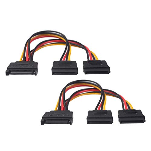 yotijar 2 extensões de alimentação SATA de 15 pinos macho para 2 fêmeas