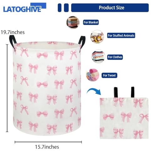 Image of Baby Laundry Hamper kids laundry Basket Waterproof Laundry Bag for Bedroom Clothes Organizer Room Decor(Bowknot)