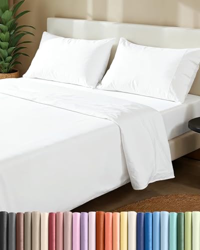 CGK Unlimited Extra Thick Heavyweight King Size 4 Piece Sheet Set High End Super Luxury Bed Set Premium Heavyweight Hotel Quality Sheets with Deep Pockets - Easy-Fit - Bright White