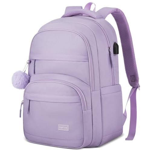 Image of YAMTION 17.3 Inch School Bag Laptop Backpack Teen for Girls Women, Aesthetic College Bookbag for Student,Purple