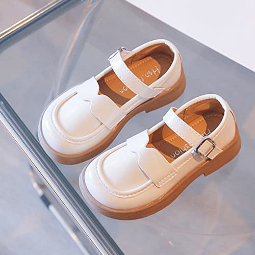Fashion Spring and Summer Children Casual Shoes Girls Leather Shoes Dress Shoes Thick Winter Fashion for Toddler Girls (Beige, 4.5-5 Years Toddler)2
