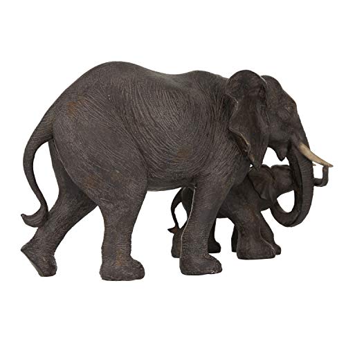 Deco 79 Resin Elephant Sculpture, 14" X 5" X 9", Brown #TOP6