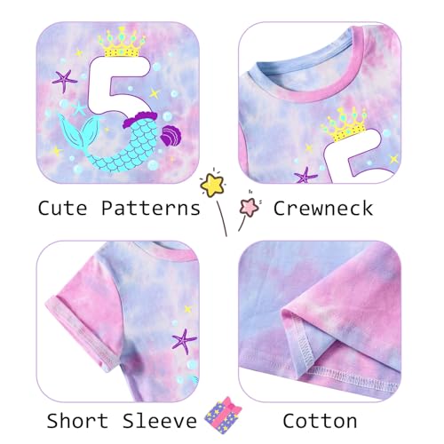 Image of Lovekider Girls Birthday T Shirts Cotton Short Sleeve T-Shirts Tee Party Clothing 3-6 Years