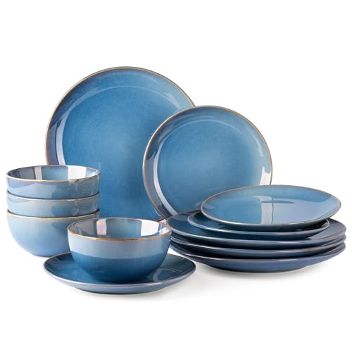 Image of GBHOME Dinnerware Sets For 8, 24Pcs Stoneware Plates and Bowls Sets, Dishwasher&Microwave Safe