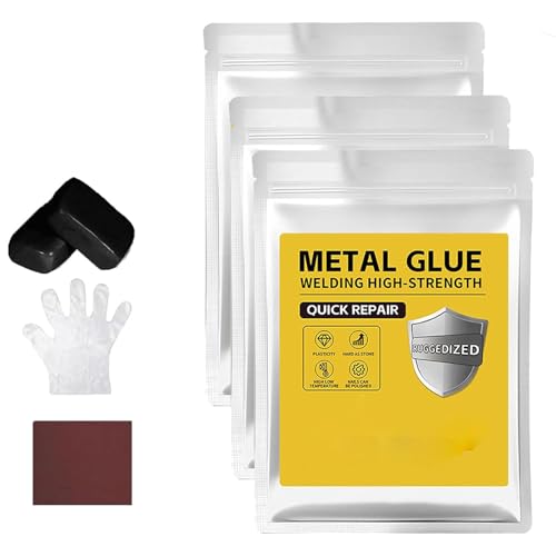 Mud Iron Glue, Welding High-Strength Metal Repair Adhesive, Super Strong Adhesion, Plastic Steel Mud Iron Glues, for Pipes, Plastic DIY Sealing and Bonding Projects (Black, 3pcs)