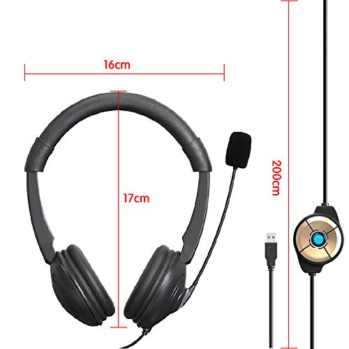 KKshop Cuffie USB con Microfono, Cuffie Business con Cancellazione del Rumore e Controllo del Volume, PC Cuffie per Call Center/Ufficio/Chiamate in Conferenza/Chat per Corsi Online