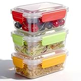 VINATO Set di 3 Contenitori Ermetici per Alimenti da 0.75 Litri, Contentiori in Plastica per Alimenti con Coperchio, 4 Chiusure di Sicurezza, Senza BPA adatti per Microonde e Lavastoviglie