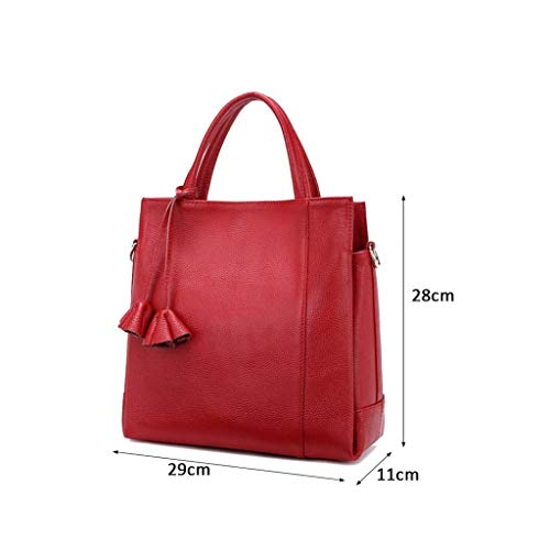 Red Leather Handbag ，Women Briefcase Laptop Tote Bag Vintage Leather Handbags Shoulder Work Purses (Color : A)2