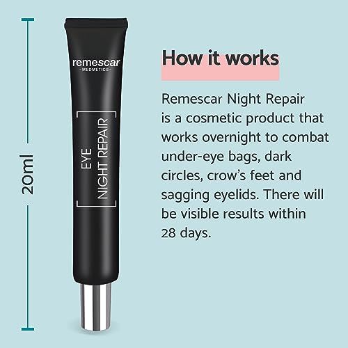 Remescar Night Repair Eye Cream for Dark Circles and Puffy Eyes 20ml - Reduce Appearance of Crow's Feet Dark Circles and Sagging Eyelids Overnight - 400 Applications - Image 4