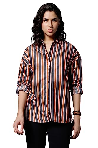 Image of High Star Women Oversized Striped Cotton Casual Shirt