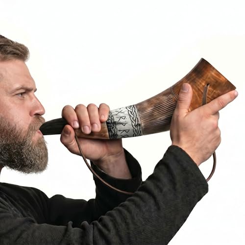 Image of Norse Tradesman Viking War Horn, Genuine Ox Horn, 18 in, Battleseer