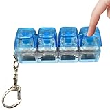 Jouet Fidget À Clavier Portable – Jouet Fidget À Clavier Transparent | Porte-clés Mécanique À 4 Boutons avec Lumière LED pour en-fants, Adultes, Étudiants, Soulagement du Stress (Bleu)