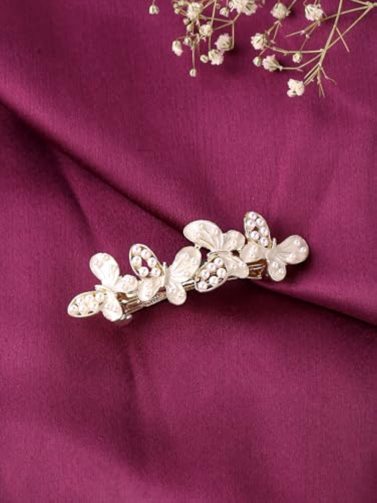 Women's Pearl Butterfly Hair Clip, Elegant Barrette Accessory