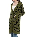 Oshlen Leopard Print Knitted Sweater Cardigan Coat Outwear Women's Long Sleeve Cardigan Sweater Soft and Warm