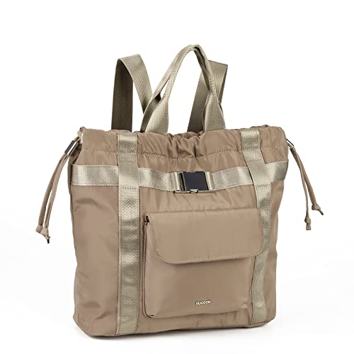 Gladdon Rucksack Damen,Nylon-Umhängetasche,Multipocket Casual Daypacks mit verstellbarem Riemen,Wasserdichte Anti-Diebstahl-Schulranzen,Braun Cover