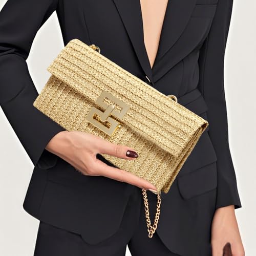 Straw Clutch Purse Crossbody Bag for Women Designer Evening Handbag Casual Summer Beach Straw Shoulder Bag4