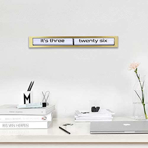 Cloudnola Texttime Metal Wall And Table Flip Clock And Wall Decor, Gold And White, 24 Inches Wide, Battery Operated Digital Display #TOP1
